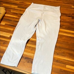 Light blue lululemon cropped leggings.